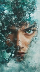 Frozen Gaze: A Surreal Portrait of Strength and Mystery