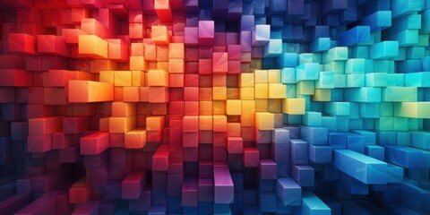 Abstract Colorful Cube Mosaic: A Vibrant Digital Art Piece