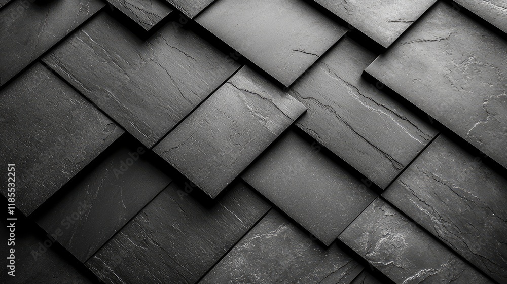 Poster abstract geometric pattern of dark gray overlapping square tiles with subtle sparkle