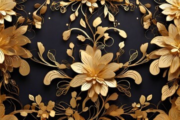 Background with golden floral ornament Generative AI