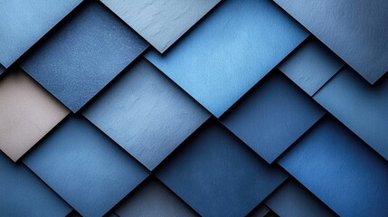 Abstract Geometric Pattern of Textured Blue and Gray Squares