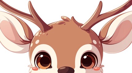 A cute, cartoon-style illustration of a deer with big eyes and antlers, showcasing a playful and friendly character.