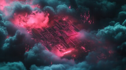 Abstract Tech Design Featuring Digital Security Elements