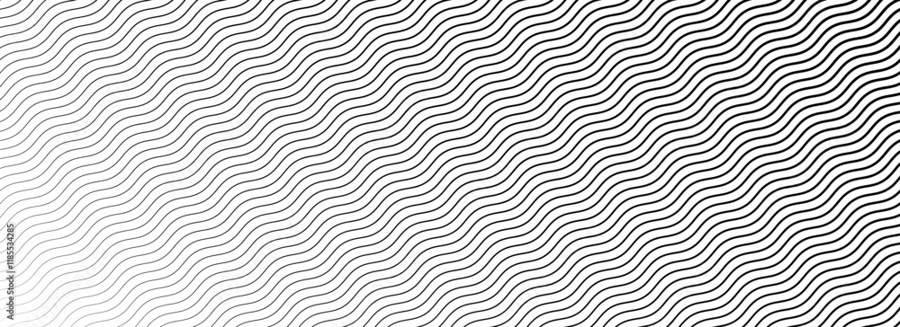 Poster black and white curved stripe texture wallpaper. wavy line gradient pattern. fading wave halftone gr