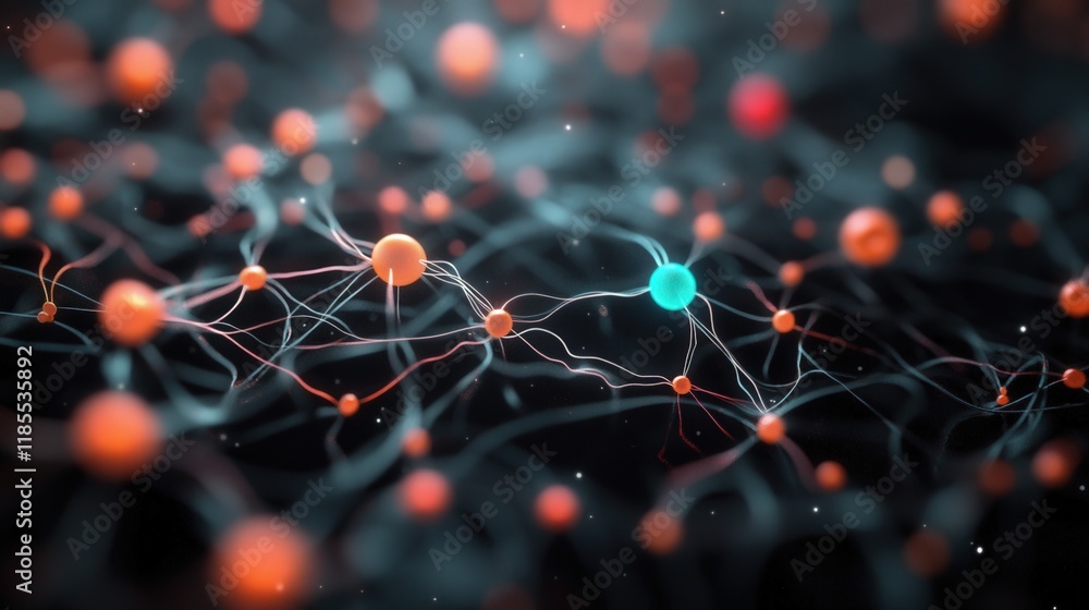 Aufkleber abstract representation of interconnected particles showcasing the concept of networks, technology, 