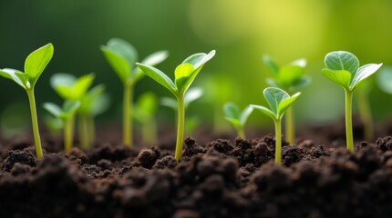 sprouting leaves emerging from the soil