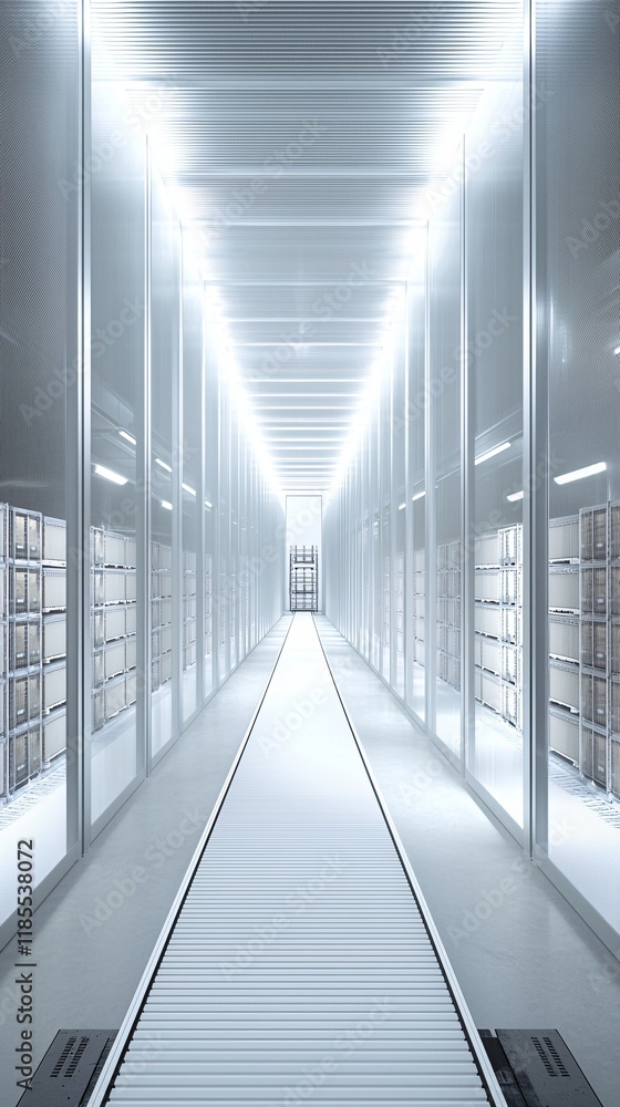 Poster a sleek logistics operation showcasing automated cargo handling for maximum efficiency, set in a fut
