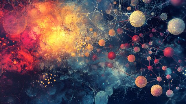 Abstract Cosmic Nebula Network With Glowing Spheres