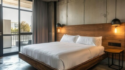 Modern Hotel Room with City View