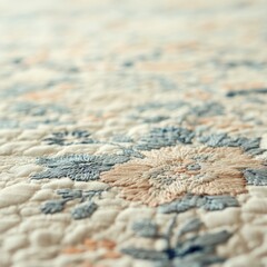 Obraz premium Intricate Floral Embroidery Design Textile Workshop Art Piece Cozy Studio Close-Up View Craftsmanship in Detail