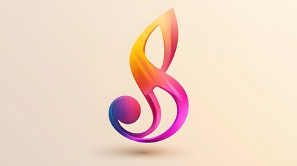 Naklejka premium Abstract Colorful Treble Clef Music Note Design