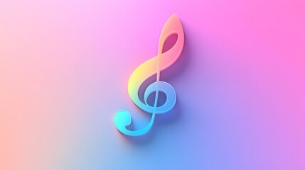 Naklejka premium Colorful Treble Clef on Pastel Background
