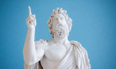 Classical Marble Statue Set Against a Striking Blue Background