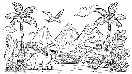 Dinosaur World Coloring Page