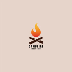Campfire logo design with firewood