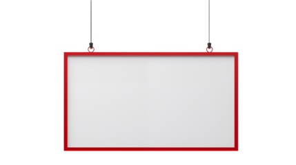 Blank Hanging Sign Red Frame Mockup Template for Business Advertising
