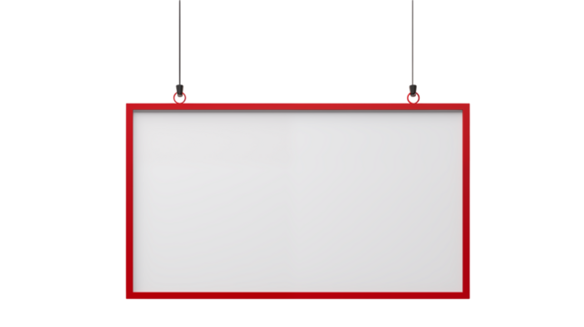 Blank Hanging Sign Red Frame Mockup Template for Business Advertising