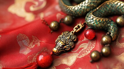 Traditional Charm Display in Red and Gold Colors