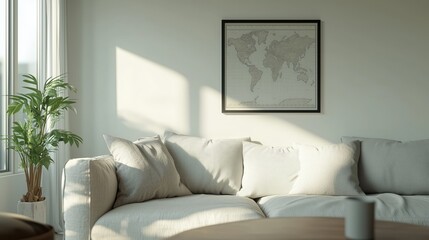 Minimalist Living Room with Soft Light and Neutral Decor