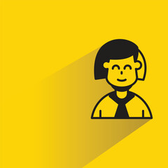 girl character with shadow on yellow background