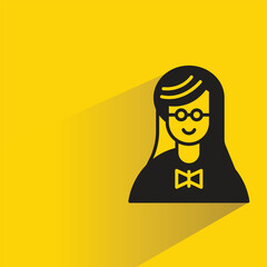 girl character with shadow on yellow background