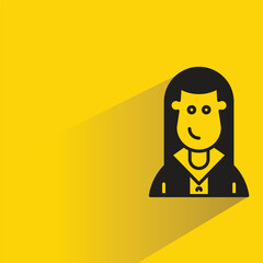 girl character with shadow on yellow background