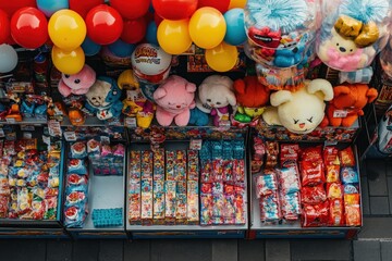 Naklejka premium Colorful Toys and Candy Display at a Store