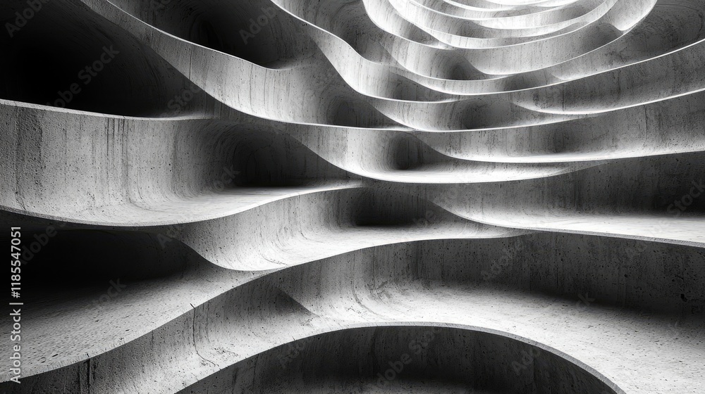 Poster abstract undulating texture in black and white: a study in light and shadow