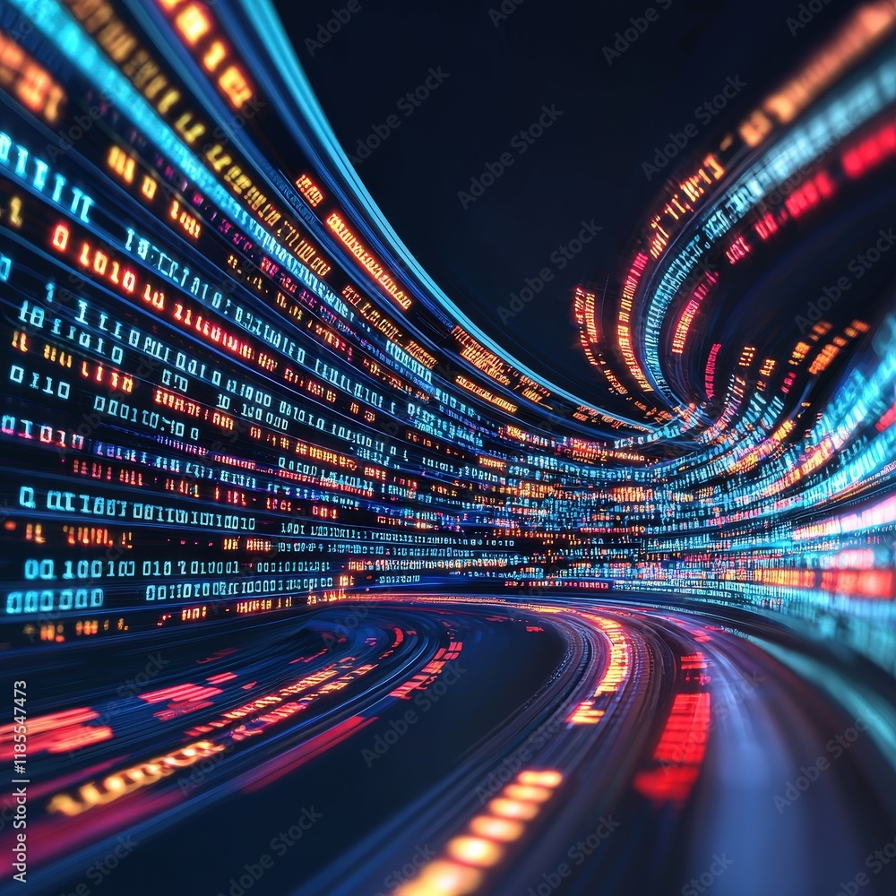 Poster illustration of real-time data streaming across a digital interface