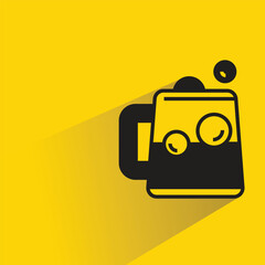 beer mug icon with shadow on yellow background