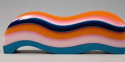 A colorful piece of art with a blue stripe