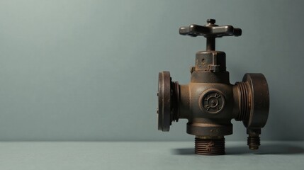 Fototapeta premium Rustic Industrial Valve with Weathered Metal Finish and Aged Brass Accents
