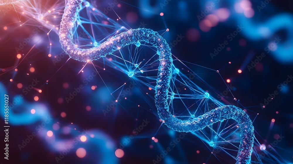 Poster illuminated dna helix in a complex network