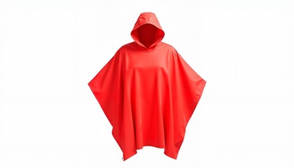 Stylish Waterproof Hooded Red Rain Poncho with Snap Closures and Front Pocket for Outdoor Use