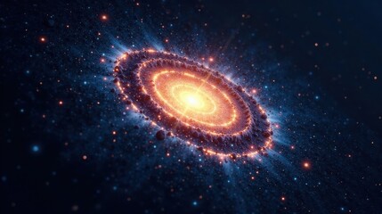 Cosmic Rings of Glowing Celestial Bodies in a Dark Nebula