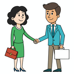 a businessman shake hand with businesswoman isolated on white background 