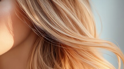 Naklejka premium An ombre synthetic wig, transitioning from chocolate brown to golden blonde, arranged in cascading waves
