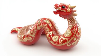 Fototapeta premium Colorful Zodiac Snake Statue in Traditional Style