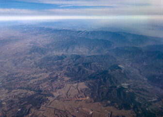 Aerial view of Taihang Mountain Range in Shanxi, China.