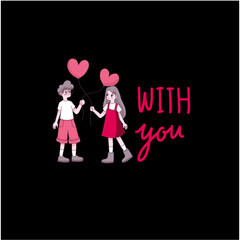 illustration of a couple with hearts
