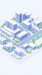 Isometric Illustration of a Modern Urban Development with Green Spaces