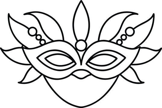 recommend clip art: Carnival mask line art vector, Feather mask icon, mardi gras elements vector 
