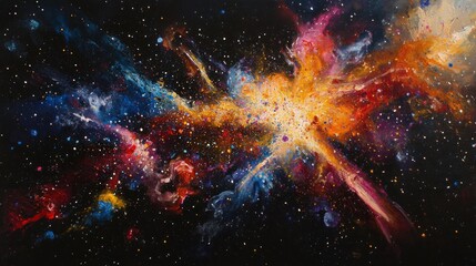 Cosmic Nebula Explosion A Vivid Abstract Painting of a Celestial Event