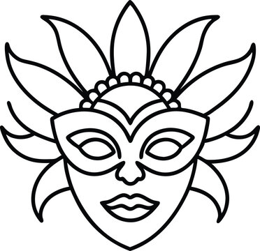 recommend clip art: Carnival mask line art vector, Feather mask icon, mardi gras elements vector 