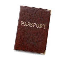 Brown passport isolated on white background