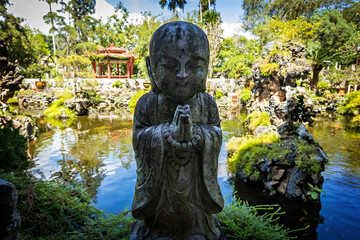 Fototapeta premium Stone Buddha statue in Perak Cave temple in Ipoh Malaysia