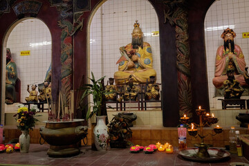 God statues in Perak cave temple in Ipoh Malaysia