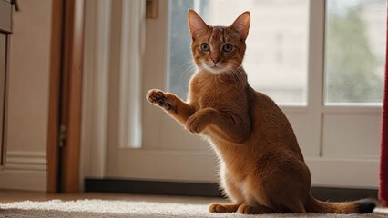 Sorrel abyssinian cat in the living room
