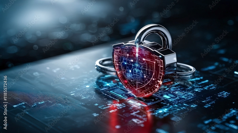 Aufkleber security technology lock digital protection cybersecurity graphic design futuristic close-up data sa