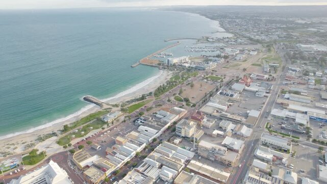 Geraldton Waterfront City, Beach And Marina In The Early Morning In Western Australia. - aerial shot